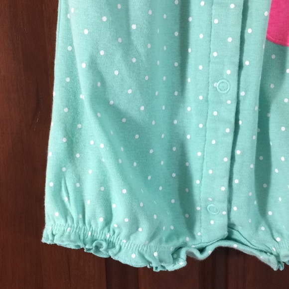 Carter’s Romper Mint Polka-Dot Butterfly Ruffle Detail Cute Comfy Sz 9 Mos. - Picture 5 of 8